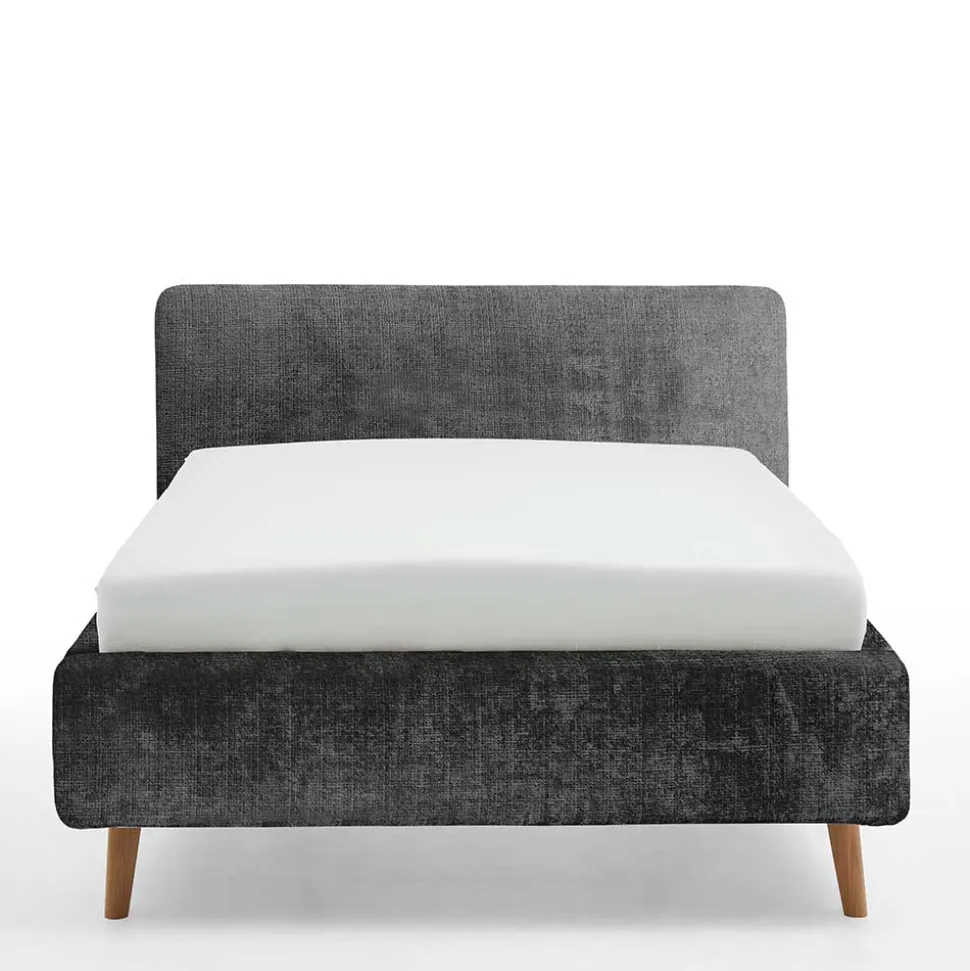 Boucle Stauraumbett in Anthrazit - Seen