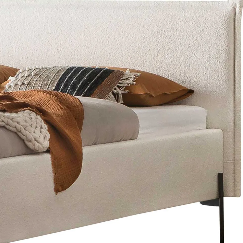 Boucle Stoffbett in Creme Weiß - Fontana