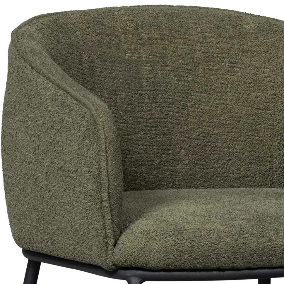 Boucle Tischsessel in Dunkelgrün - Norian