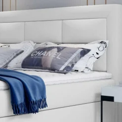 Boxbett in Weiß Kunstleder - Larvito