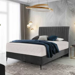 Boxspring Bett in Dunkelgrau Velours - Gaddy