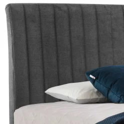 Boxspring Bett in Dunkelgrau Velours - Gaddy