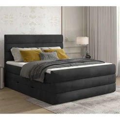 Boxspringbett in Dunkelgrau Samt - Batros