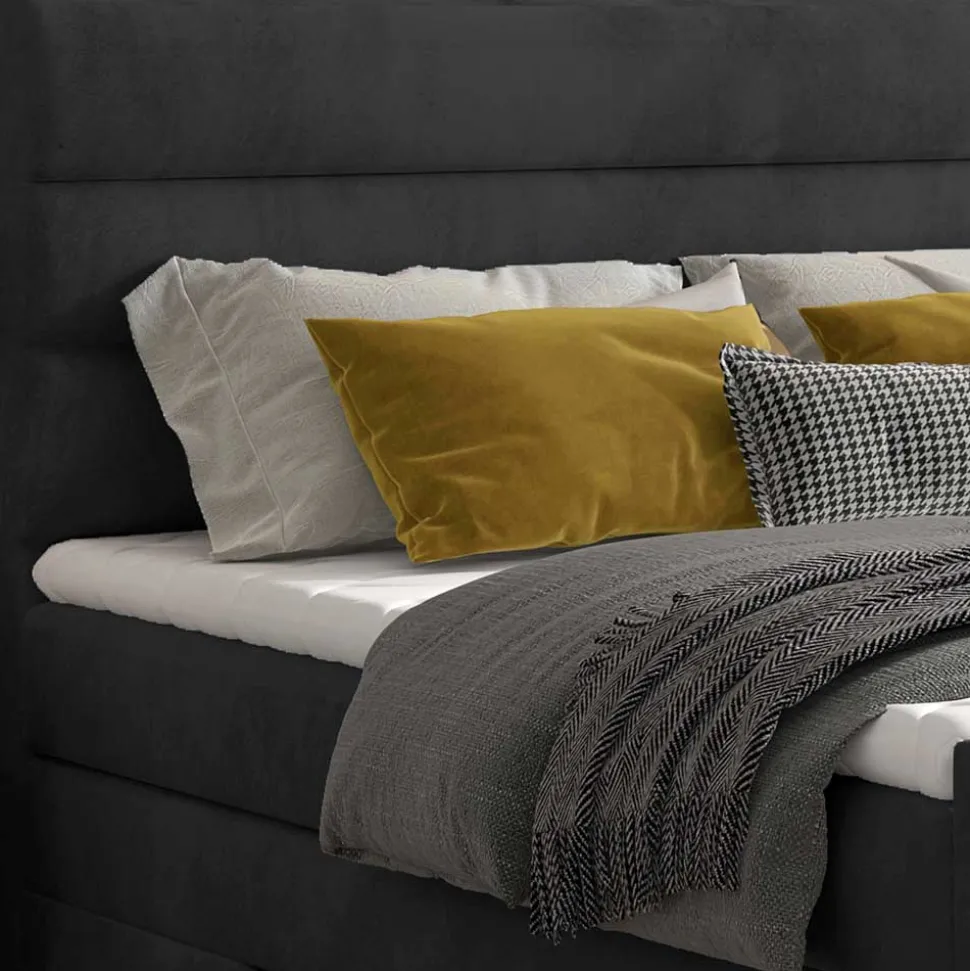 Boxspringbett in Dunkelgrau Samt - Batros
