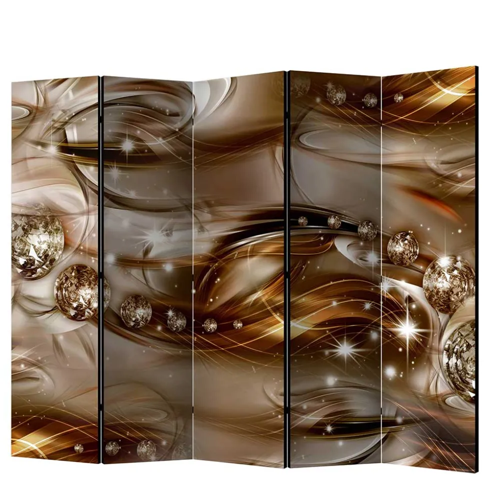 Braun bedruckter Paravent mit Diamanten Motiv - Marica