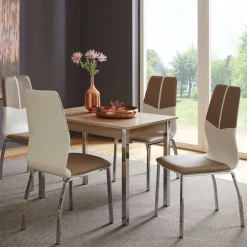 Braun Weiße Tischgruppe Sisela mit ausziehbarem Tisch (fünfteilig)