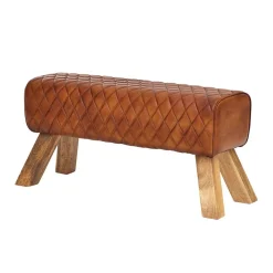 Braune Polsterbank mit Leder in Rautensteppung - Avetha