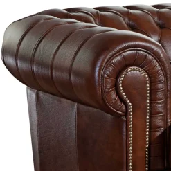 Braune Polstergarnitur aus Echtleder - Pluna (dreiteilig)