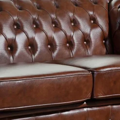 Braune Polstergarnitur aus Echtleder - Pluna (dreiteilig)