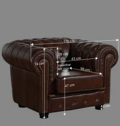 Braune Polstergarnitur aus Echtleder - Pluna (dreiteilig)