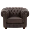 Brauner Chesterfieldsessel mit Lederbezug - Pluna
