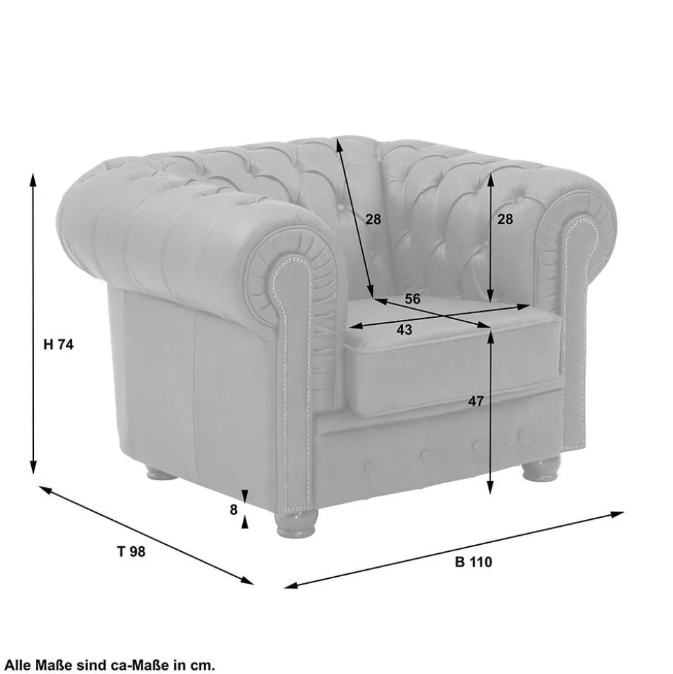 Brauner Chesterfieldsessel mit Lederbezug - Pluna
