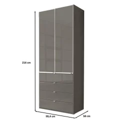 Brauner Kombi-Kleiderschrank 100 cm breit - Madita