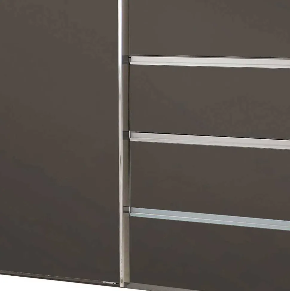 Brauner Kombi-Kleiderschrank 300 cm breit - Yana