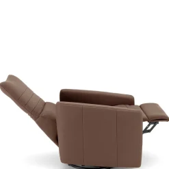 Brauner Kunstledersessel mit ausklappbarer Lehne - Resceta