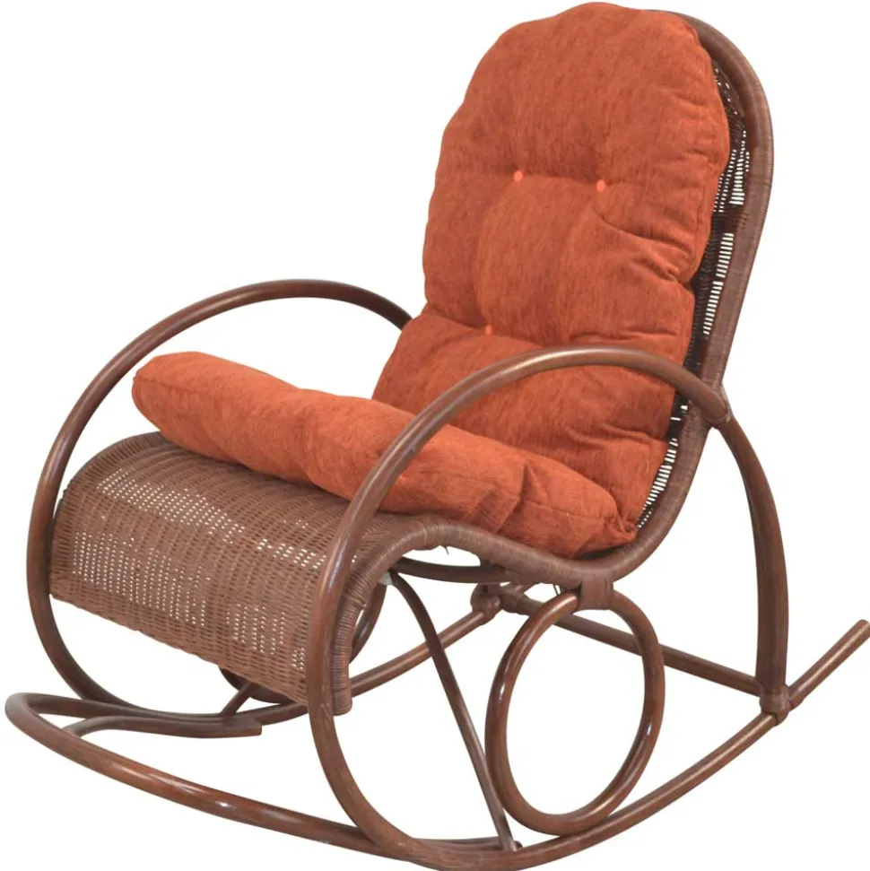 Brauner Schaukelstuhl aus Rattan Geflecht - Oktaria