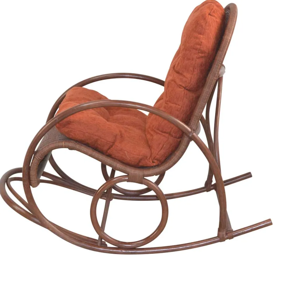 Brauner Schaukelstuhl aus Rattan Geflecht - Oktaria