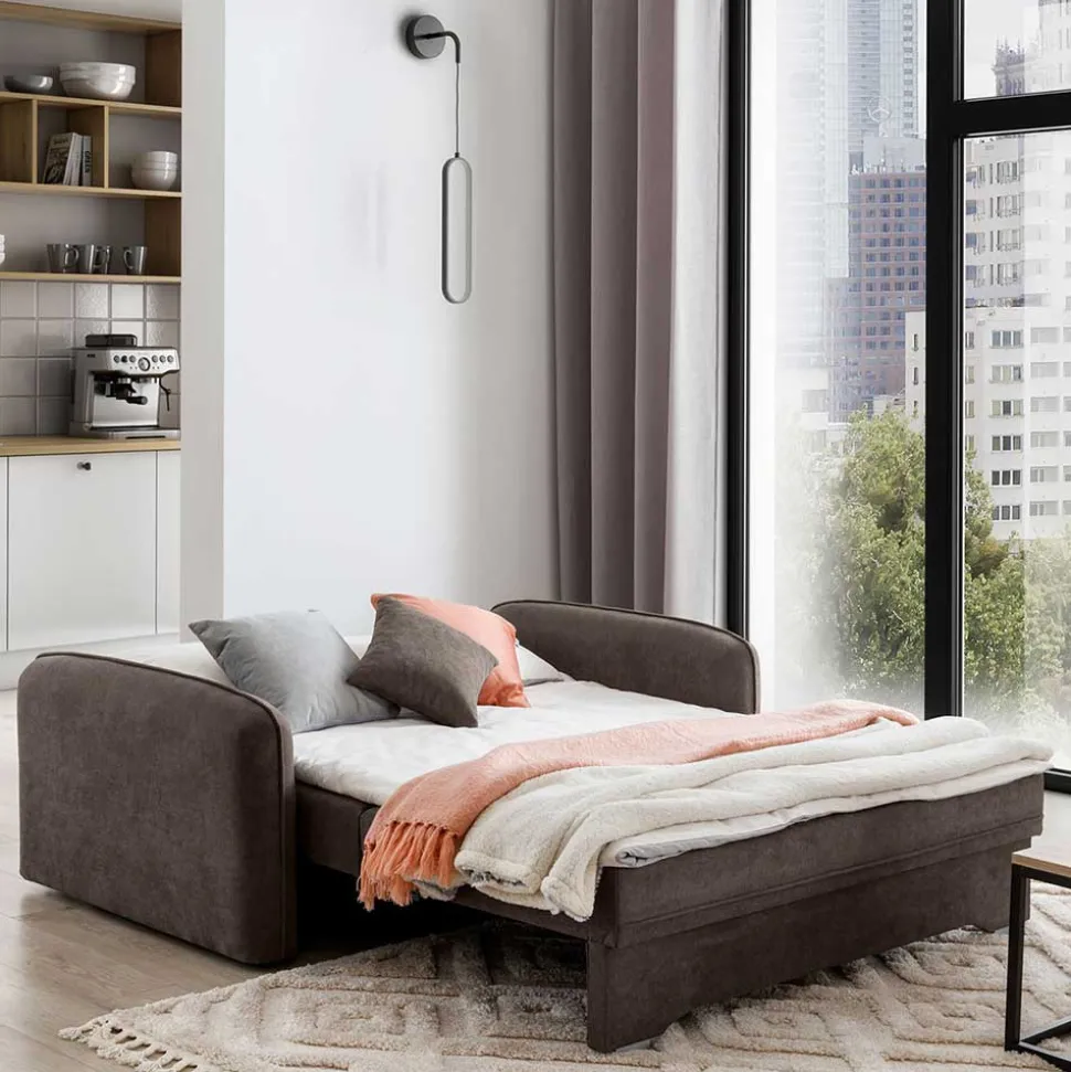 Braunes Schlaf-Sofa mit Bonell Federkern - Dasanti