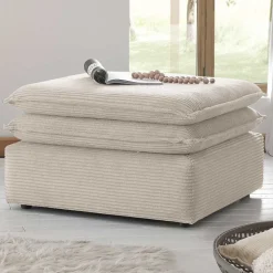 Breitcord Polsterhocker in Beige - Jony