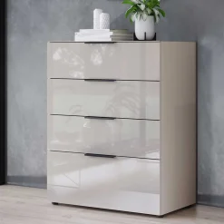 Breite Hochkommode in Hellgrau - Aquara