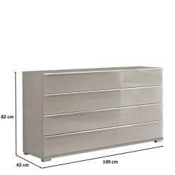 Breite Kommode in Hellgrau mit Glasfront - Nucina