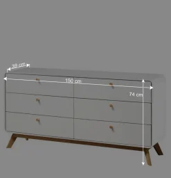 Breite Kommode mit sechs Schubladen - Kolreva