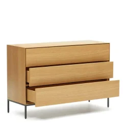 Breite Schubladen-Kommode in Eichefarben - Utperio