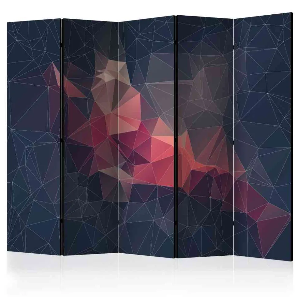 Breiter Paravent mit Holzrahmen - Fidono