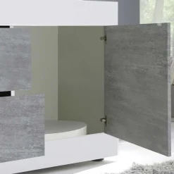 Breites TV Board in Weiß HG & Betonoptik - Narandu