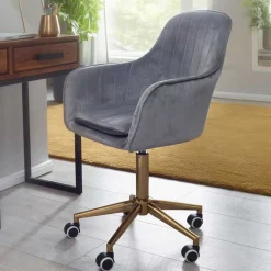 Büro Drehstuhl aus Samt in Grau - Horn