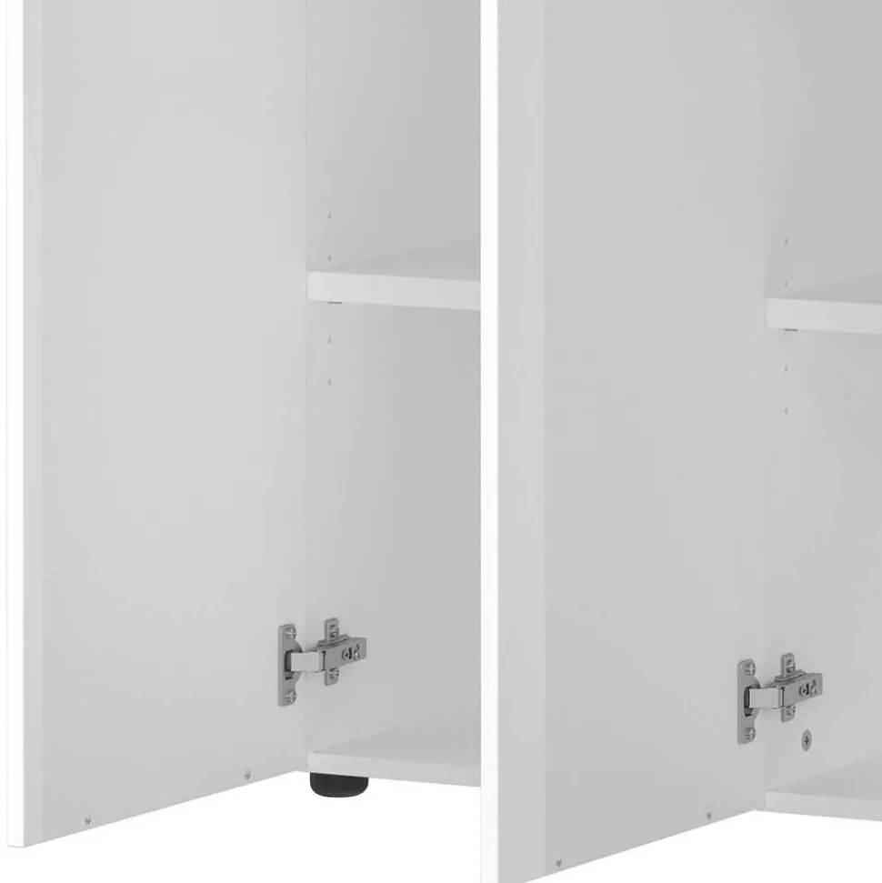 Büro Highboard in Weiß mit schwarzen Griffen - Sparkle