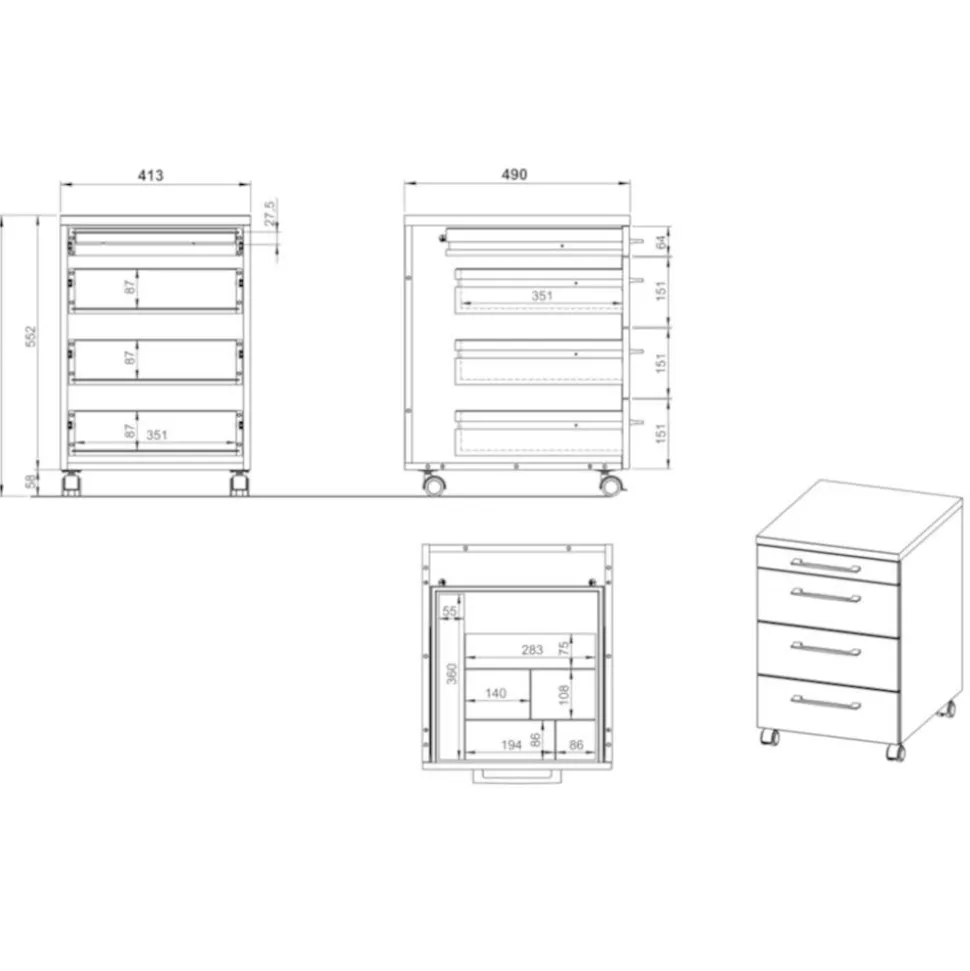 Büro Rollcontainer zweifarbig - Andrass