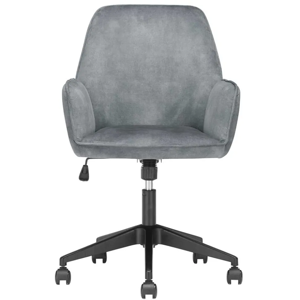 Büro Velours Drehstuhl in Grau auf Rollen - Rasmus