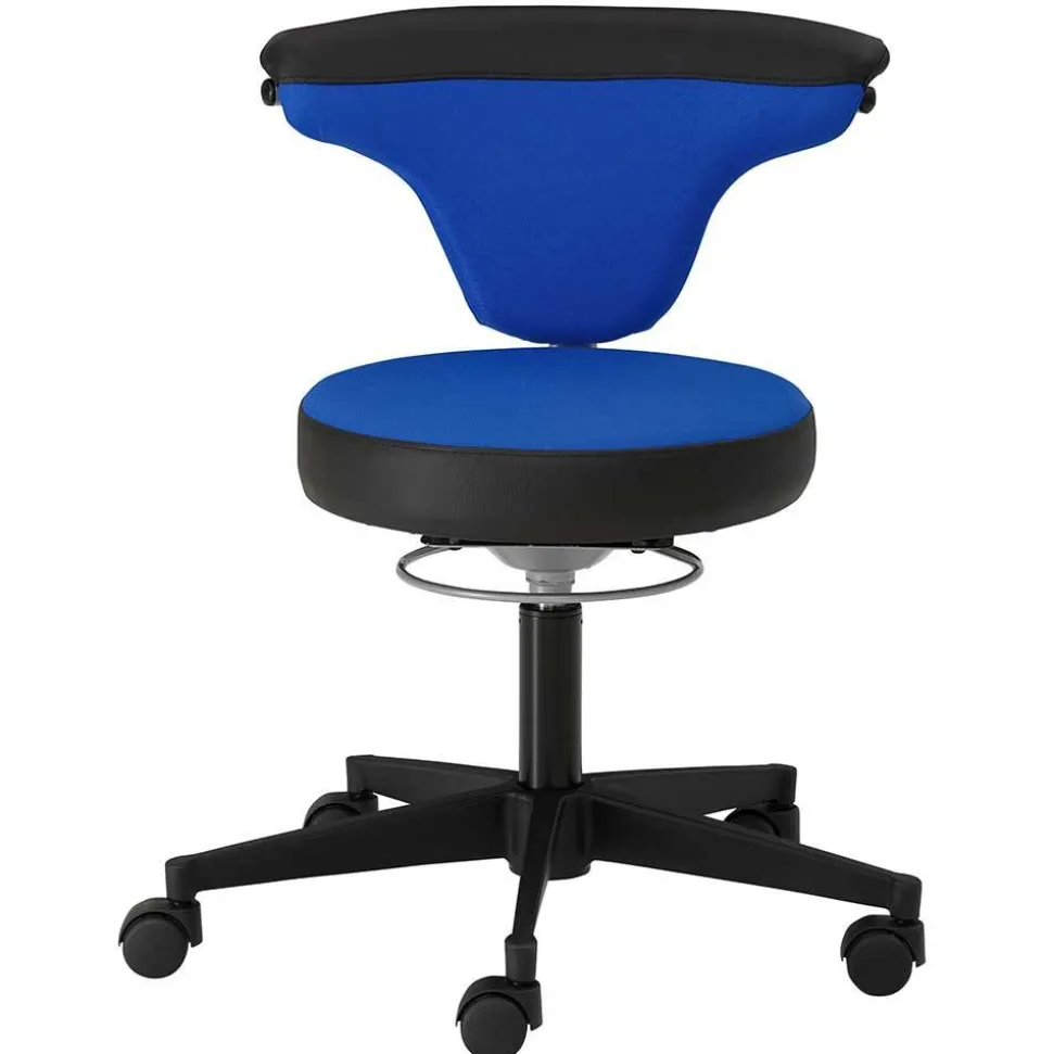 Bürohocker mit Lehne in Dunkelblau & Schwarz - Kanellas