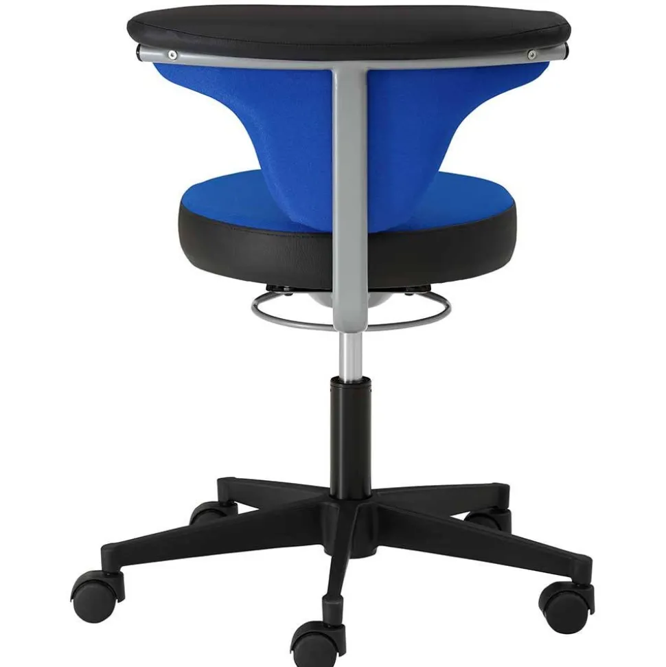 Bürohocker mit Lehne in Dunkelblau & Schwarz - Kanellas