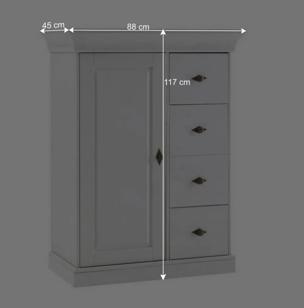 Brotschrank Sibiuta in Weiß Holz