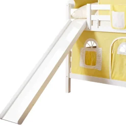Buche Doppelhochbett in Weiß & Gelb - Linus