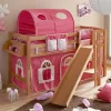 Buche Kinder Halbhochbett mit Rutsche Podest - Altair
