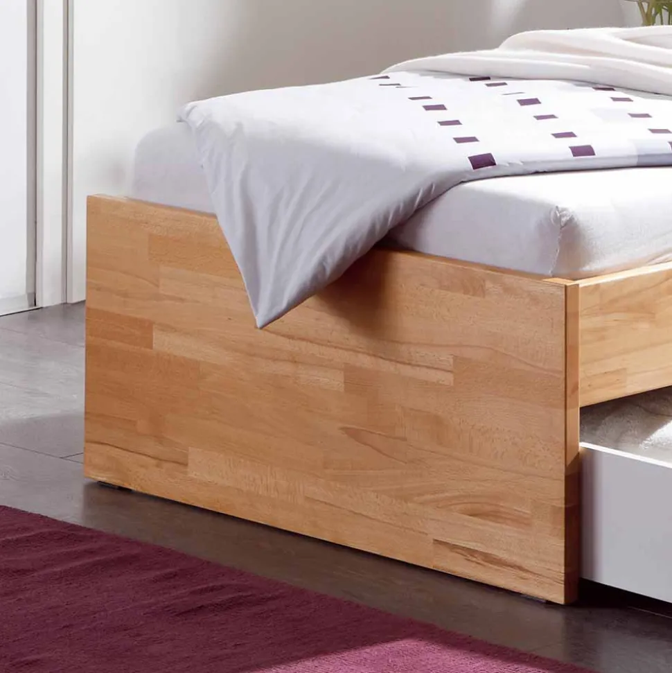 Buche Massivholzbett Gulmez inklusive Bettkästen mit gedämpftem Selbsteinzug