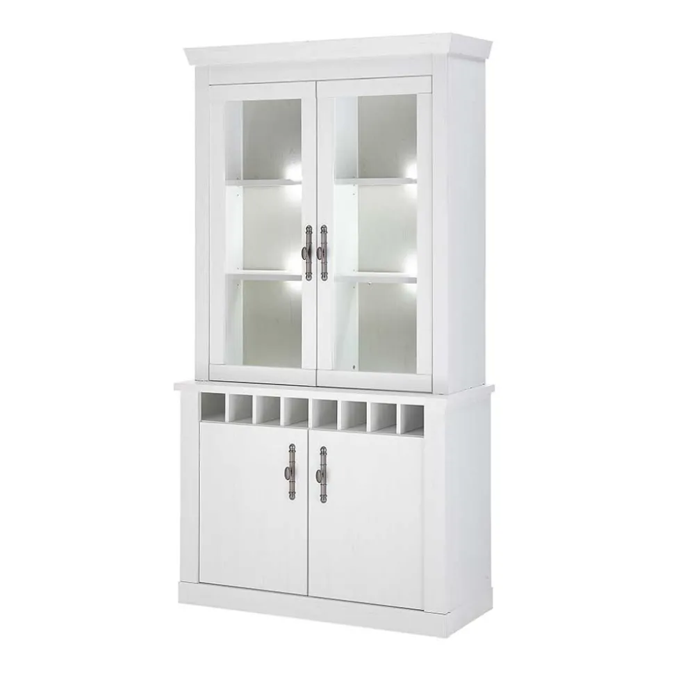 Buffet Vitrine in weißer Holzoptik Pinie - Liancos