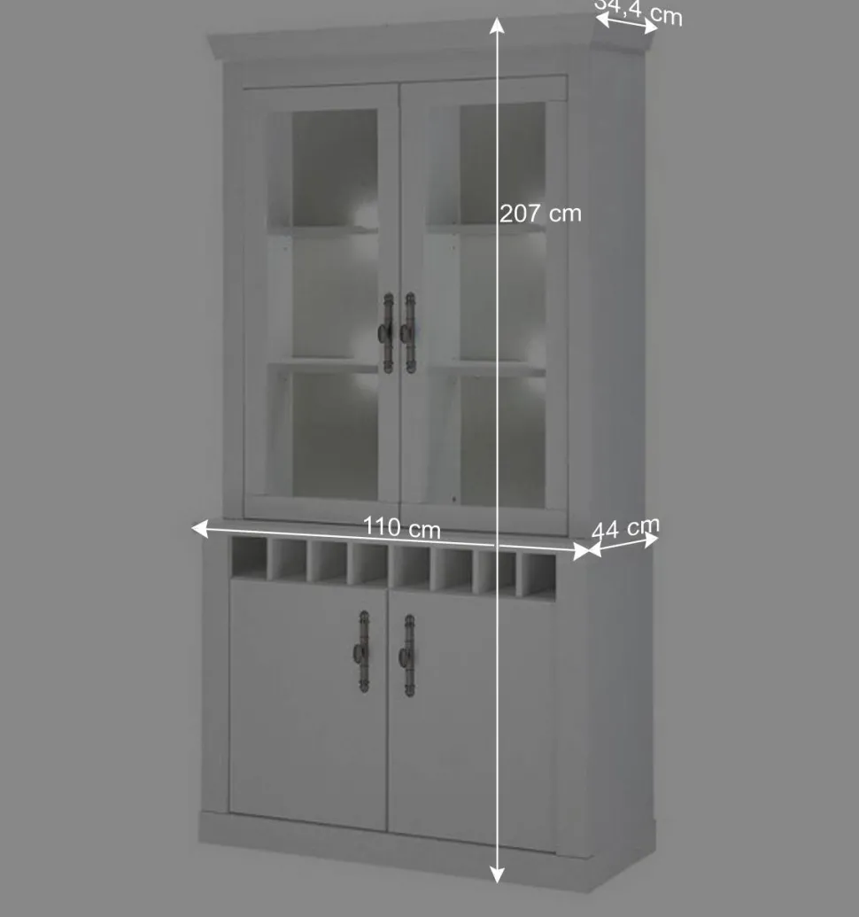 Buffet Vitrine in weißer Holzoptik Pinie - Liancos