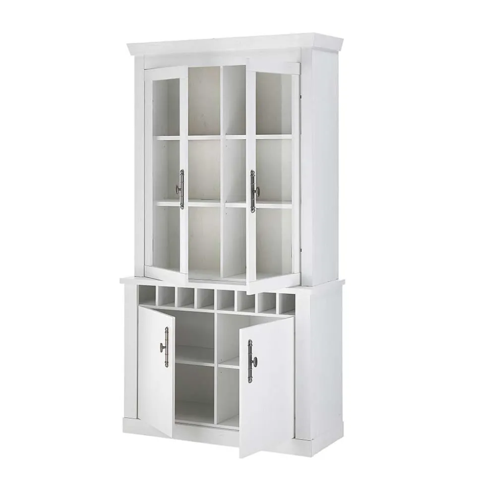 Buffet Vitrine in weißer Holzoptik Pinie - Liancos