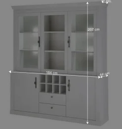Buffetschrank Vitrine in weißer Holzoptik Pinie - Liancos