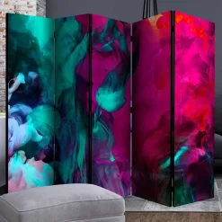 Bunter Paravent in Blau Grün Pink Rot - Tageda