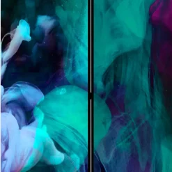 Bunter Paravent in Blau Grün Pink Rot - Tageda