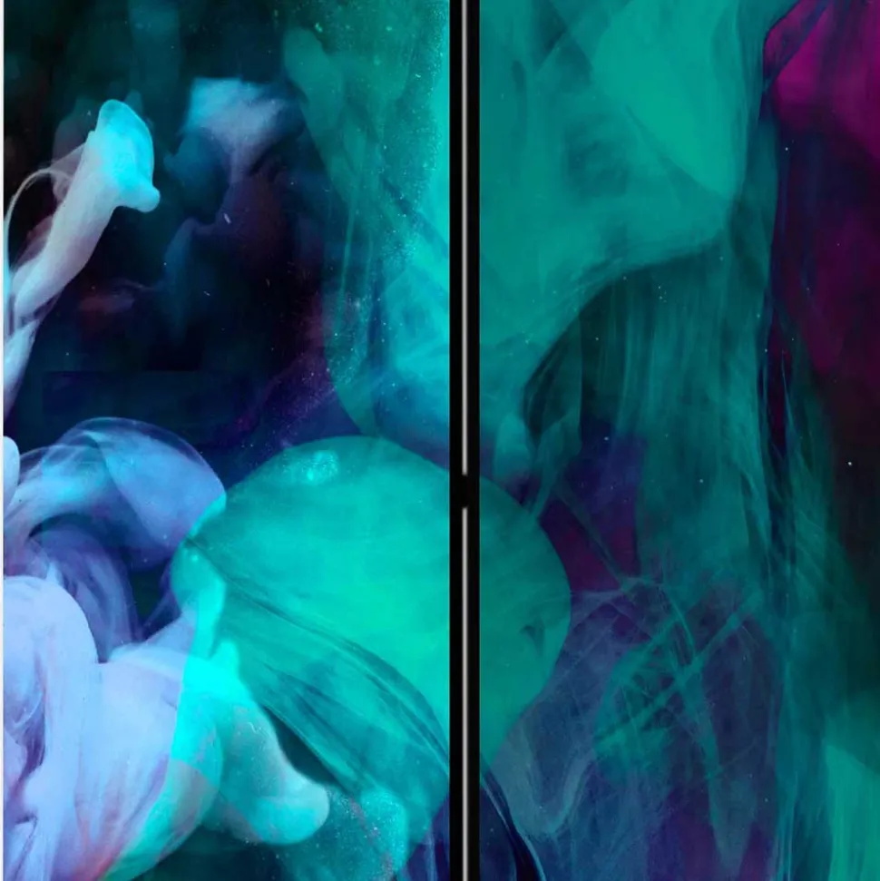 Bunter Paravent in Blau Grün Pink Rot - Tageda