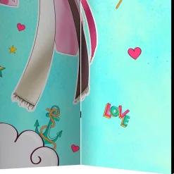 Bunter Paravent mit Manga Mädchen Motiv - Vinales