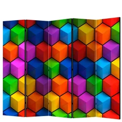 Bunter Paravent mit Motiv 3D Würfel - Lasha