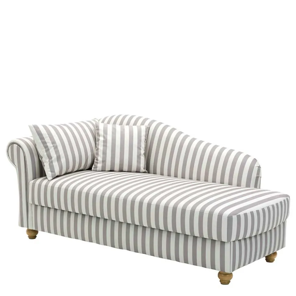 Chaiselongue mit Streifen in Weiß Braun - Adendro