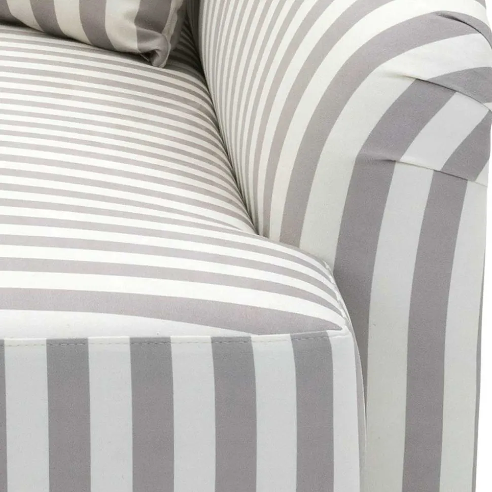 Chaiselongue mit Streifen in Weiß Braun - Adendro